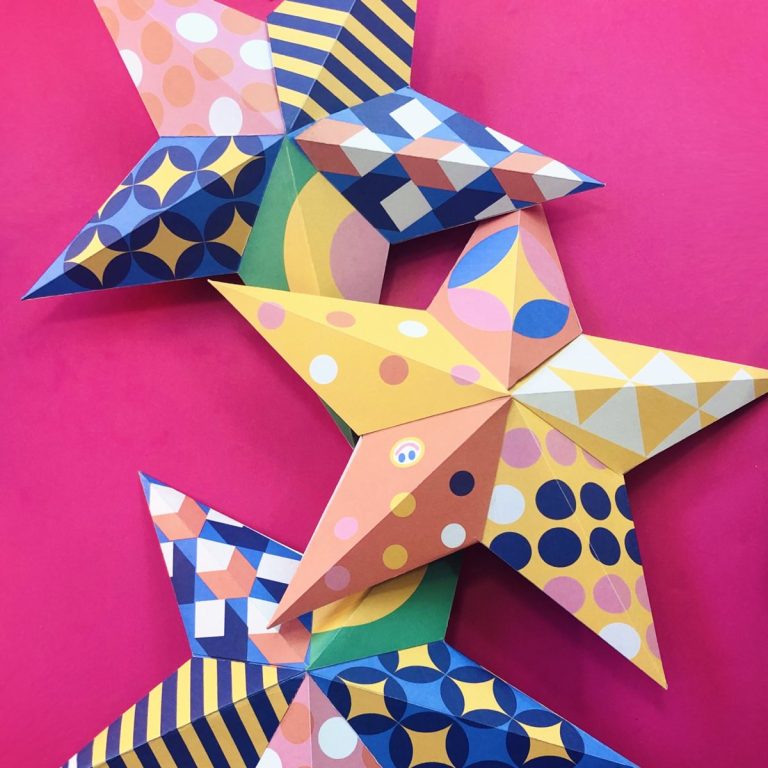 Geometric star template. Homemade decorations • Happythought
