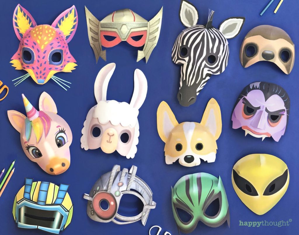 happythought-masks-printable paper mask templates and patterns