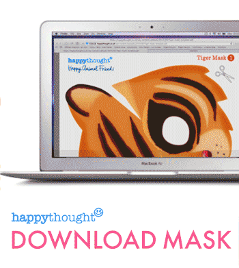 Easy to download, print and make paper toger mask template and costume idea!