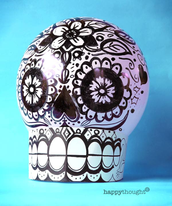 How to color in your own black and white balloon sugar skull tutorial and DIY template