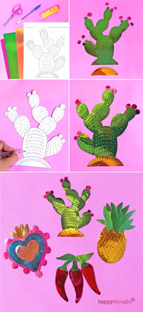 Actividades imprimibles para niños - Cómo hacer un cactus decorativo de hojalata 