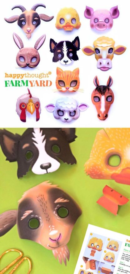 Printable farm animal masks. Download easy make mask templates now!