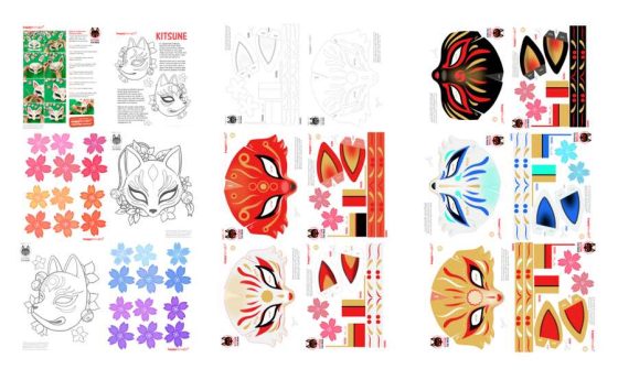 kitsune animal fox mask template sheets