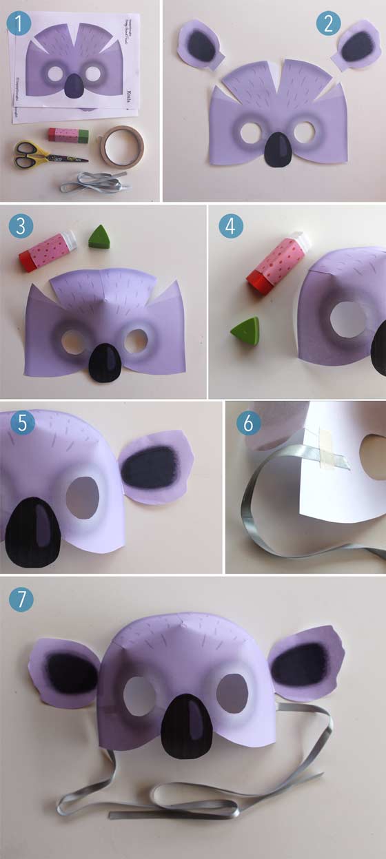 Koala mask instructions + koala mask costume templates!