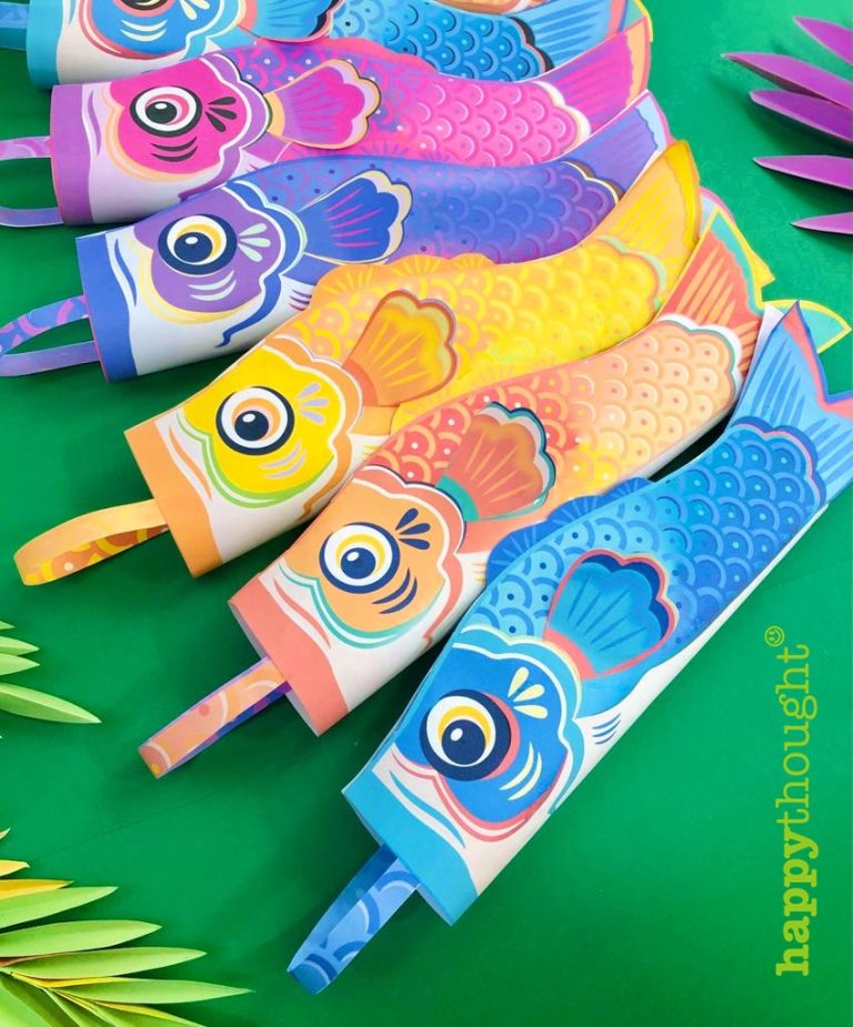 Koinobori fish decoration templates DIY homemade • Happythought