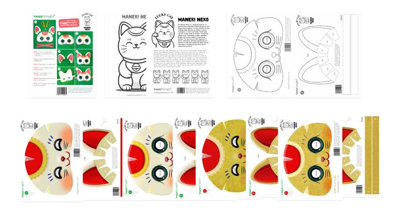 4 Lucky cat mask templates. Make a Maneki Neko mask then find clothes from home