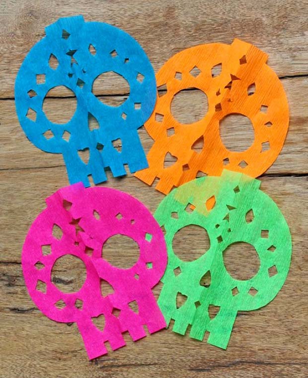 Make your own DIY papel picado calavera decorations for Day of the Dead