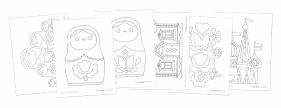 Matryoshka dolls or Russian nesting dolls coloring pages