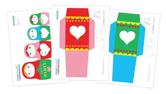 Russian Doll printable paper craft party pack Happythought