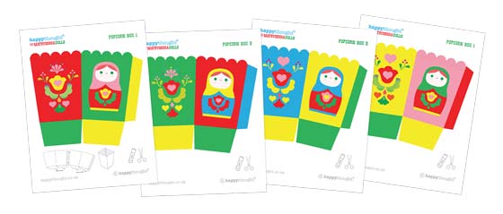 Matryoshka doll or Russian nesting dolls printable pop corn box templates!