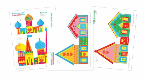 Printable paper Russian townscape table decoration templates!