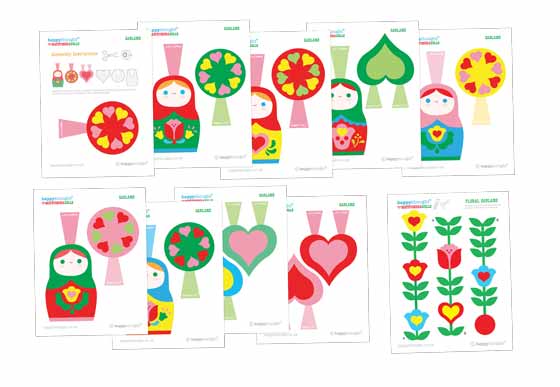 Make flower or Matryoshka dolls garland banners!