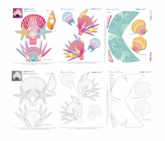 mermaid crown DIY paper templates