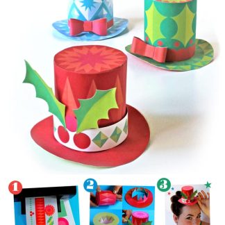 3 festive holiday miniature top hats to print out, make and wear for the Holidays!