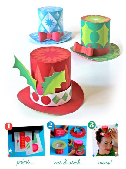Mini paper top hats for holiday festive parties