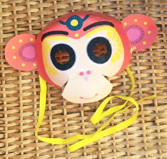 Monkey mask DIY craft template to make at home