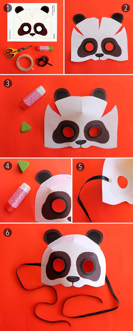 Panda mask DIY - Easy to follow step-by-step photo tutorial and template!
