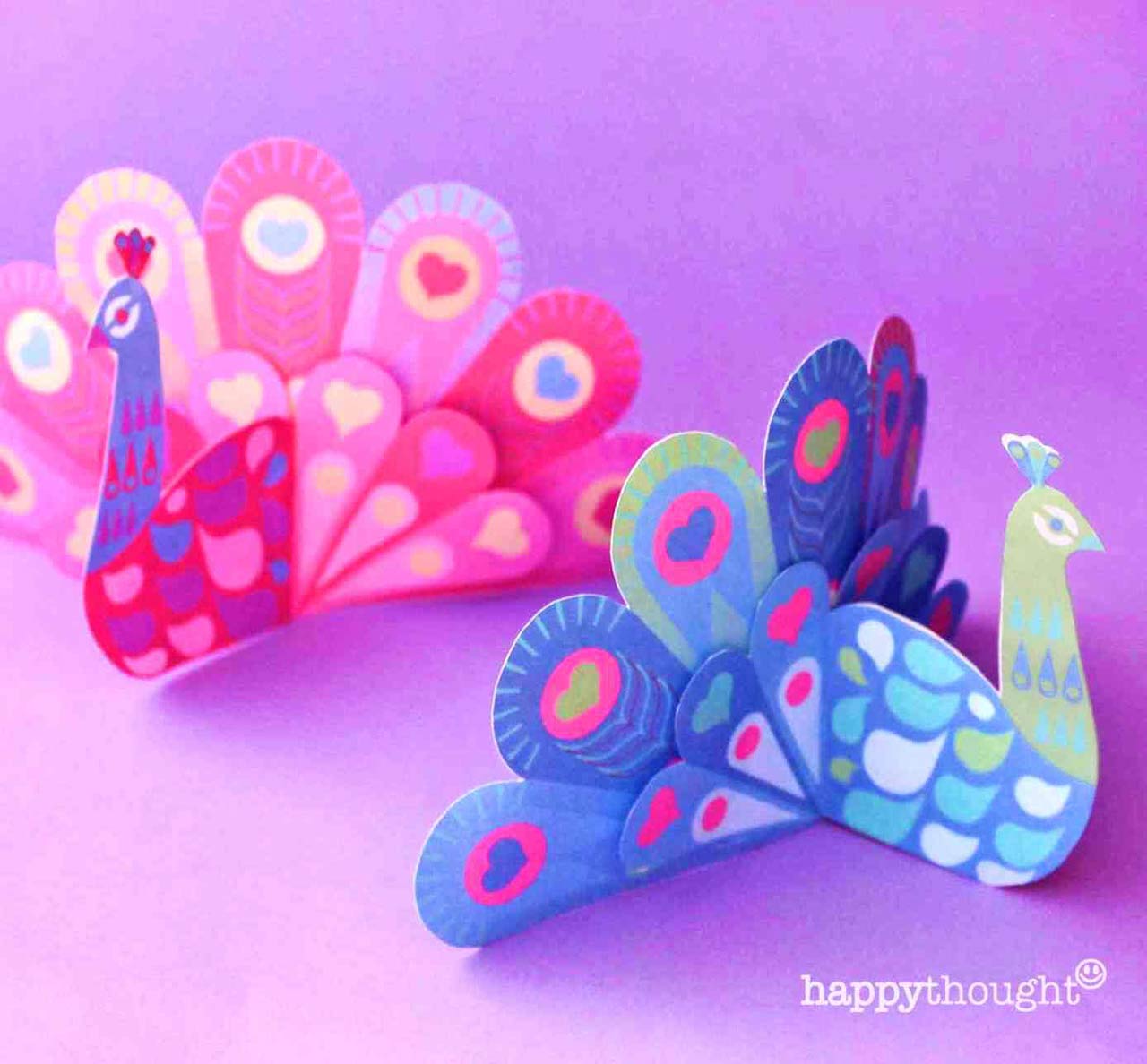 Easy DIY paper craft peacocks making activity