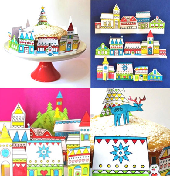 papercraft christmas village templates