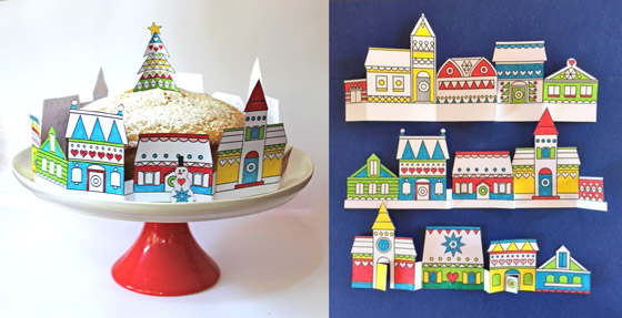 Paper crafts festive village decorations: Happythought Holiday craft activity pack!