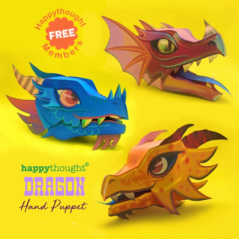 paper dragon hand puppet craft product