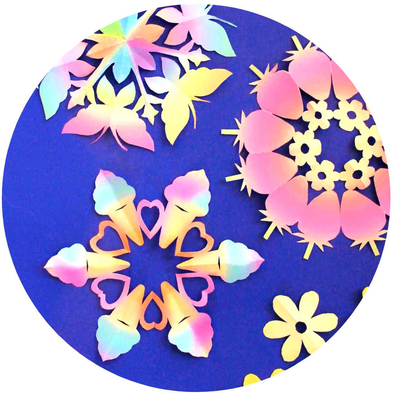 Make colorful paper snowflakes