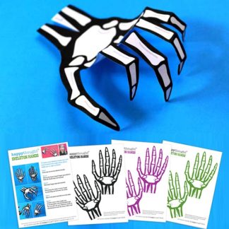 Paper skelton hand temoplate: Use in class or at home to create an outfit for Halloween
