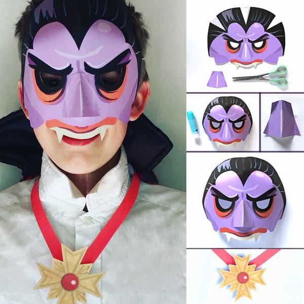 Meet Count Dracula - paper Vampire mask step-by-step instructions and template