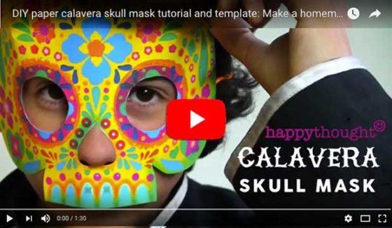 Press play to see a Happythought youtube video tutorial on making a calavera skull mask