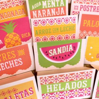printable Mexican- food postre signs for fiestas
