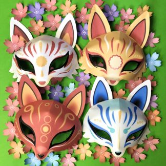 printable paper kitsune fox mask templates