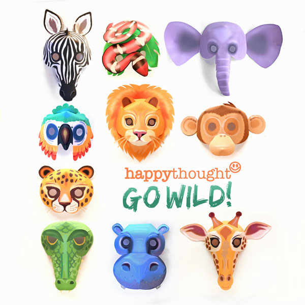 Printable wild animal masks • DIY mask templates • Happythought