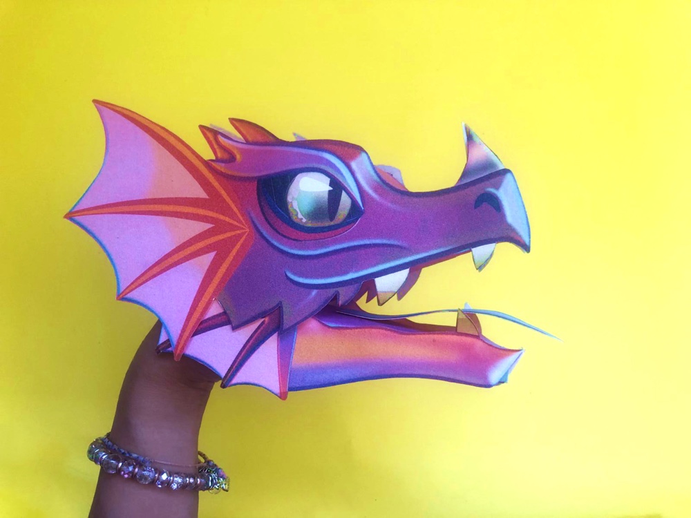purple dragon puppet craft activity