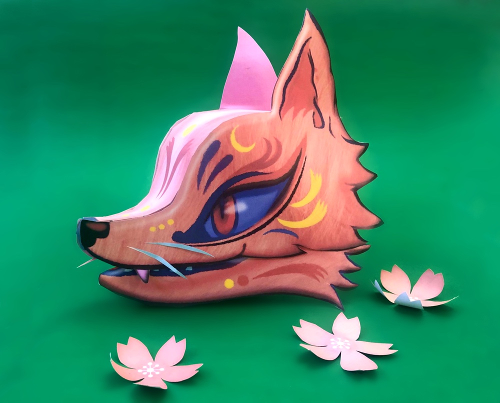 red fox kitsune hand puppet for family play time