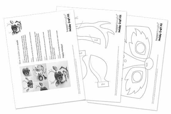 Happythought Holiday craft activity pack: Reindeer mask templates and instructions!