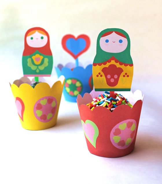 Russian Matryoshka doll party cupcake decorations!