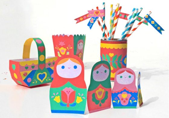 Homemade Russian stacking dolls party decorations!