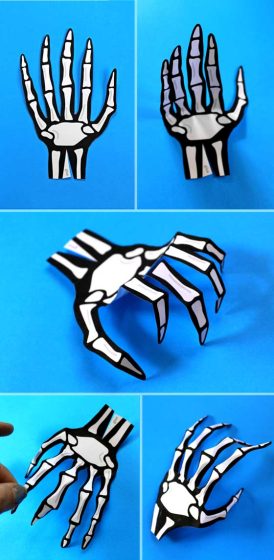 Halloween costume accessories. How to make paper skeleton hands. Free template + instructions!