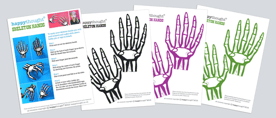 Halloween costume accessories: Print a paper skeleton hand!