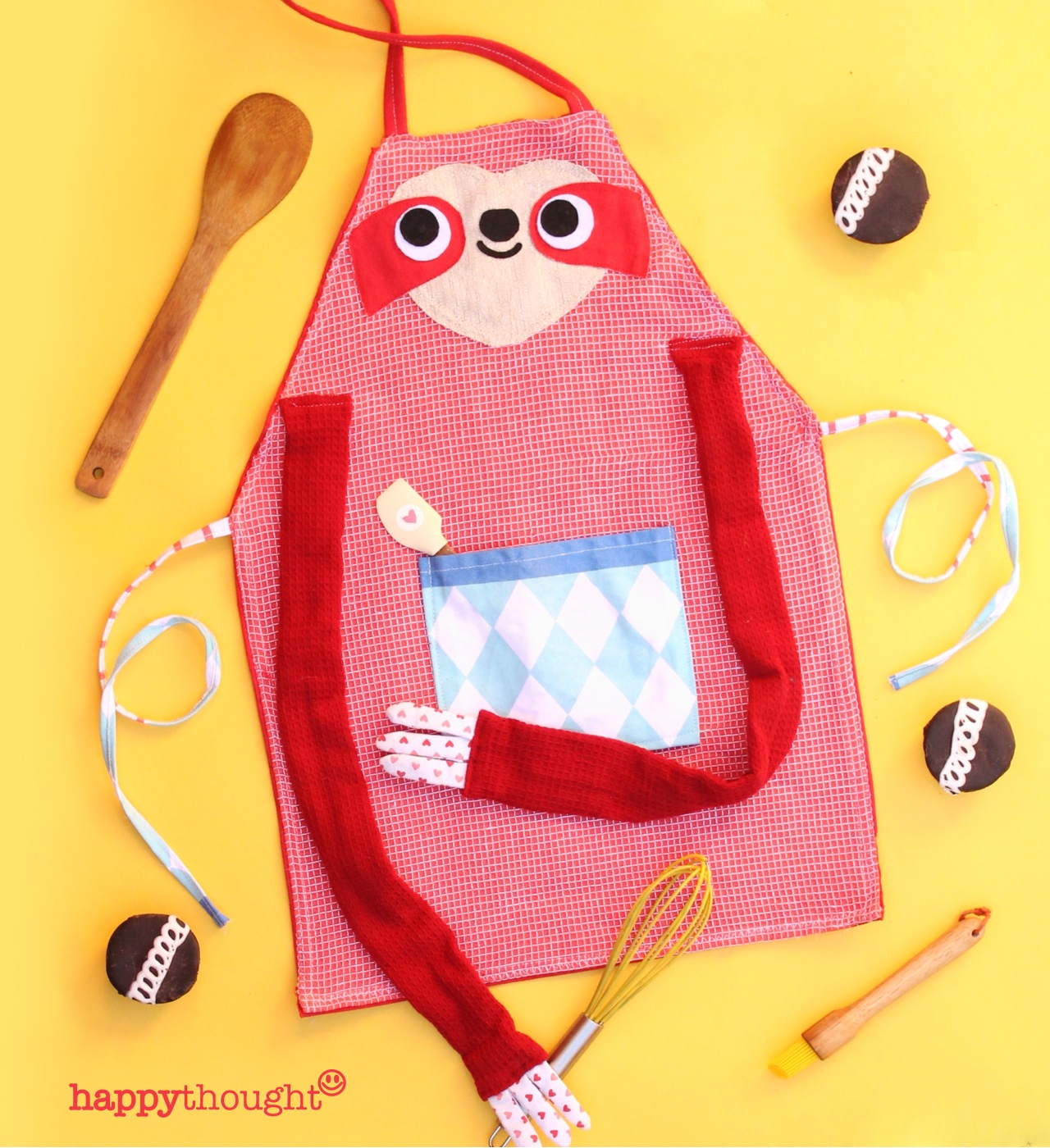 Choose some colorful tea towels and get crafting. Make a fun sloth apron with our easy step-by-step.