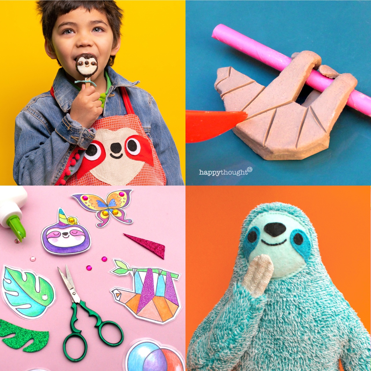 Get arty with these sloth themed projects! pops, charm, diy pin brooches and plushie.