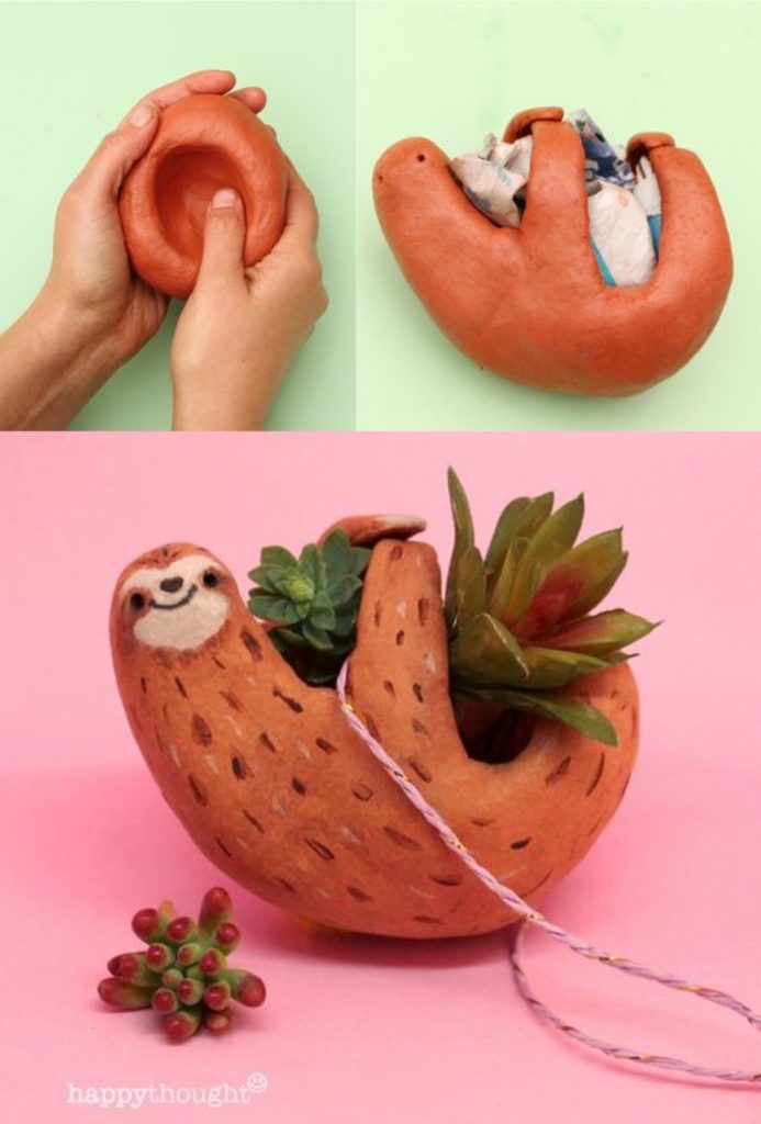 How to make a hanging sloth planter. Be crafty • Happythought