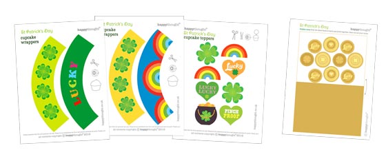 Easy St Patricks Day homemade party cupcake decoration templates!