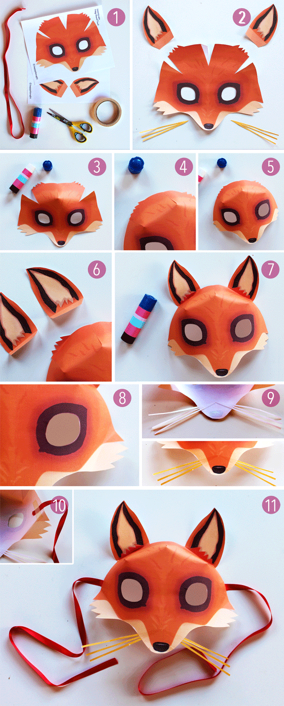 fox head mask template