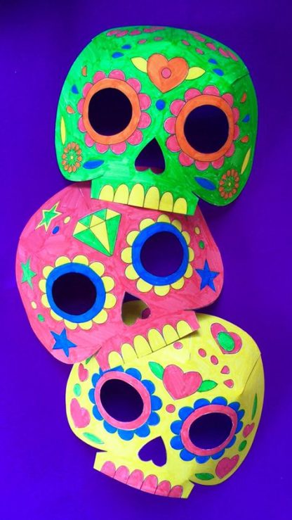 Color in calavera masks activity. Get creative • Happythought