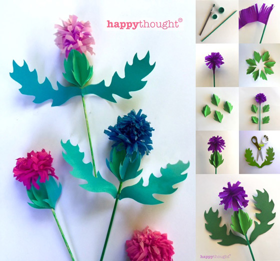 Paper craft thistle templates and tutorials for Burns Night Supper ideas. Jan 25th 2016.