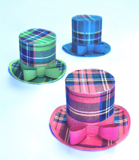 Three Tartan mini top hat designs to download and make!
