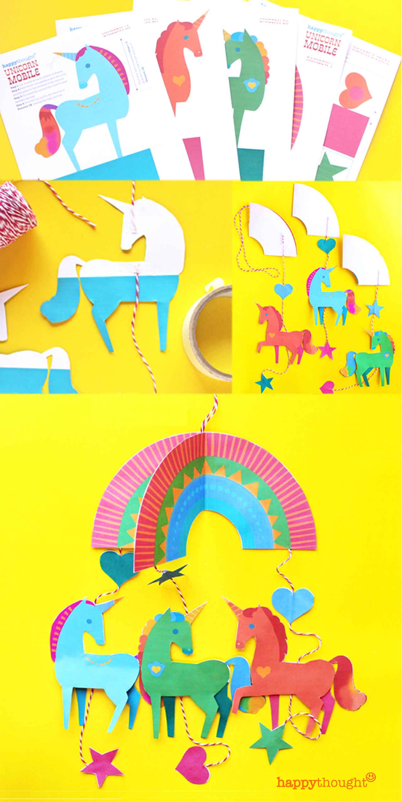 Make a unicorn mobile today! Printable templates