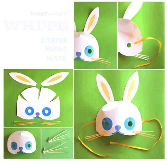 White easter bunny mask template and tutorial