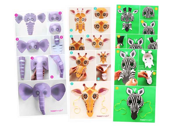 How to make a Wild animal masks: Lion, Hippopotamus, Elephant, Snake, Giraffe, Tiger, Monkey, Leopard, Crocodile and Zebr...click here to see more - 